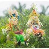 Gardenised Gardenised 13 Inch Boy and Girl Duo Scarecrow Elegantly Seated on a Rustic Hay Bales QI003425